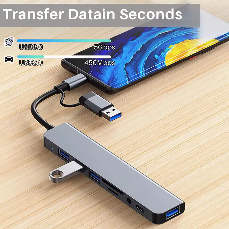 Adaptador Hub 8 en 1 USB C - Aumentador Multi-Puertos  para Mac - PC - Foto 7248761-3.jpg
