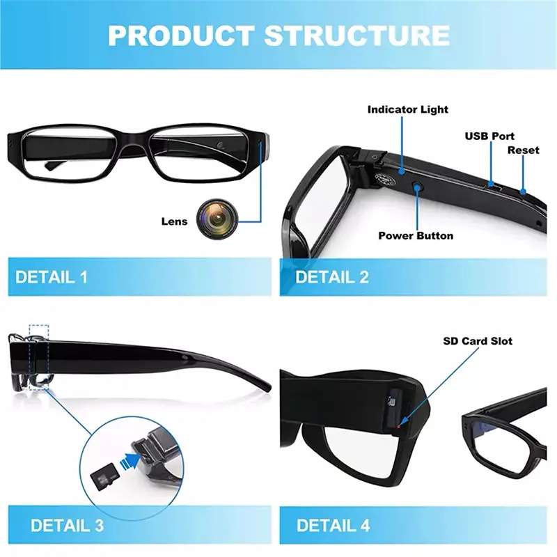 Lentes con Cámara - Gafas Espía Oculta - Graba Vídeo y Sonido Foto 7248766-9.jpg