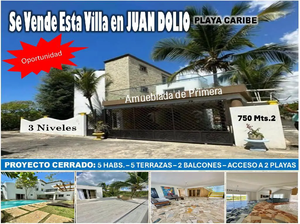 Vendo Exclusiva Villa 3 Niveles AMUEBLADA en Playa Caribe JUAN DOLIO Foto 7261835-1.jpg