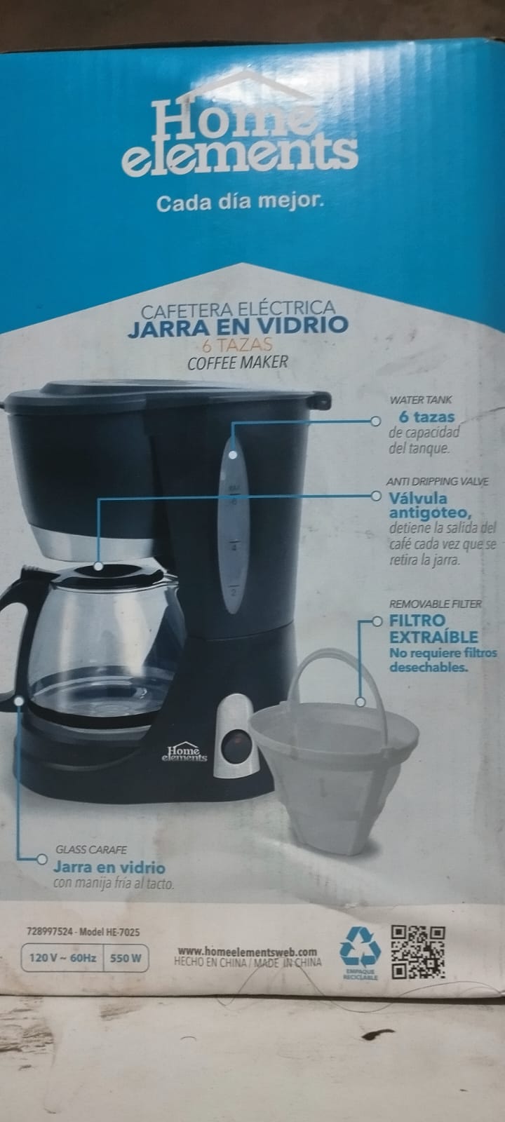 Cafetera de 6 Tazas Home Elements  Foto 7263822-2.jpg