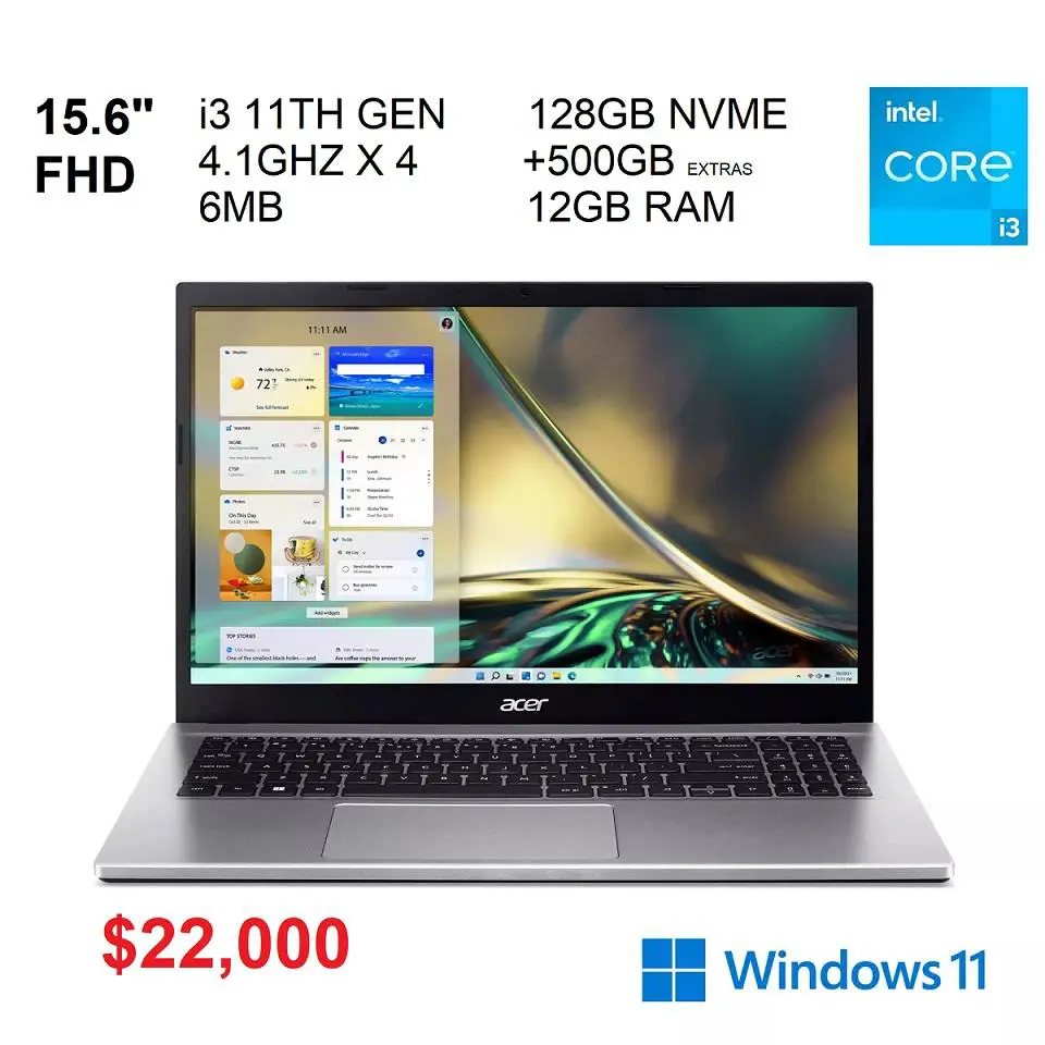 LAPTOP ACER ASPIRE 3 15.6 I3 11VA 12GB DDR4 128GB SSD  500GB 22000 Foto 7267429-1.jpg