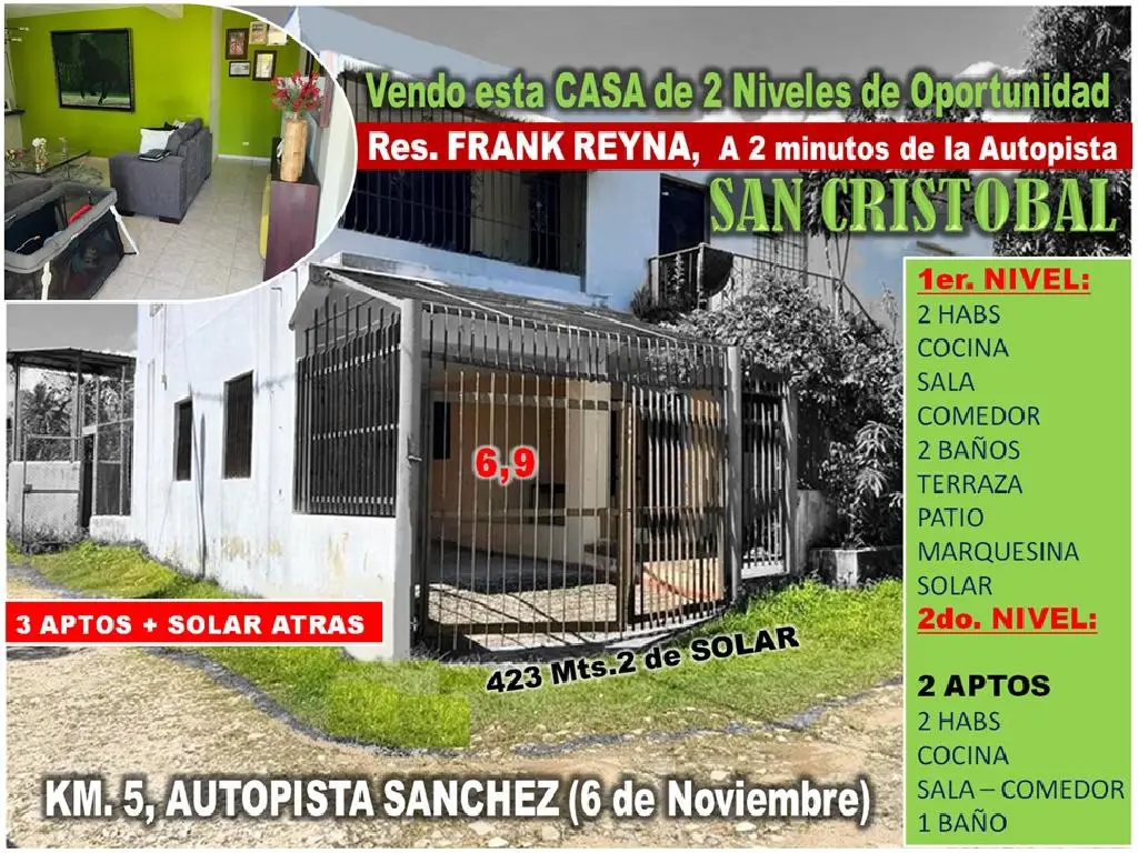 VENDO CASA 2 NIV.  3 APTOS  SOLAR ATRAS 423 Mts.2 SAN CRISTOBAL  KM. 5 Foto 7267605-1.jpg