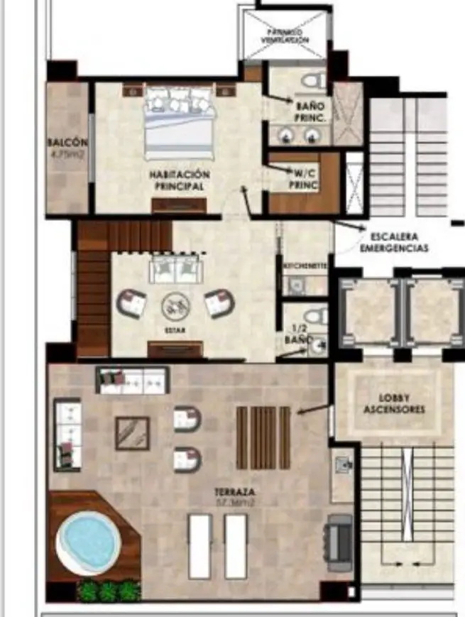 Penthouse en venta Nuevo a estrenar de 4 habitaciones en el Ensanche P Foto 7268436-13.jpg