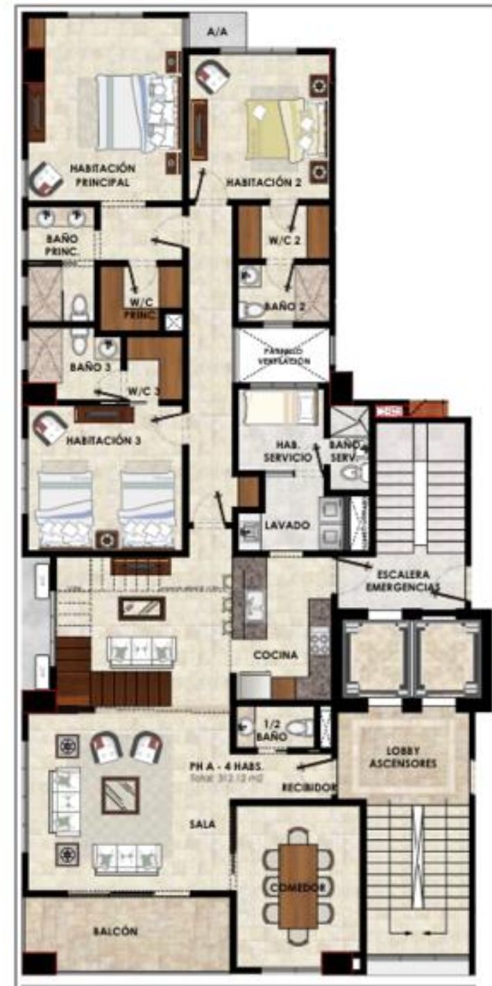 Penthouse en venta Nuevo a estrenar de 4 habitaciones en el Ensanche P Foto 7268436-14.jpg