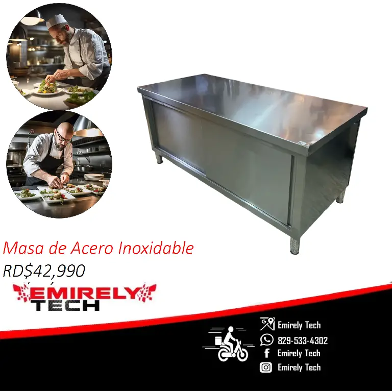 Mesa de trabajo de acero inoxidable tipo gabinete de 2 puertas Foto 7269012-1.jpg