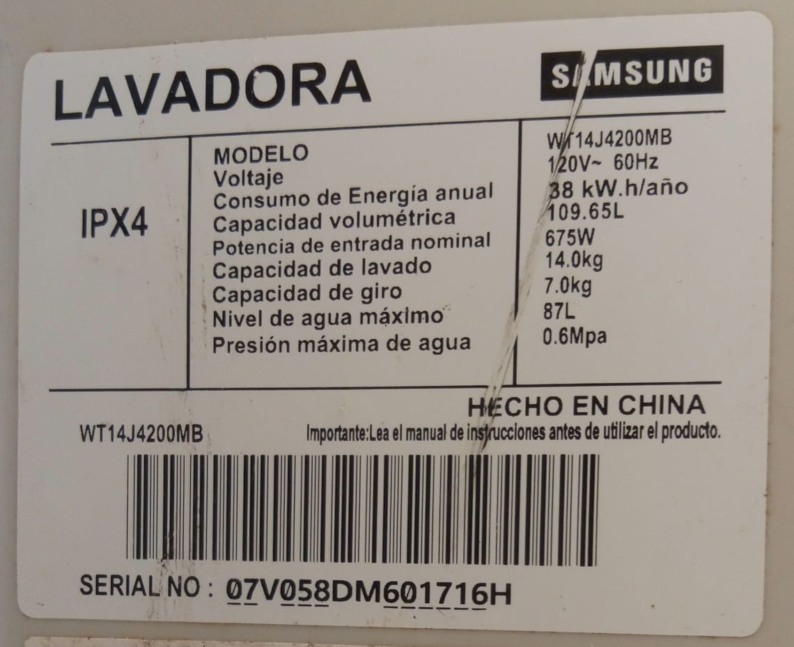 Lavadora SAMSUNG Modelo WT14J4200MB 14 Kg Foto 7270591-8.jpg