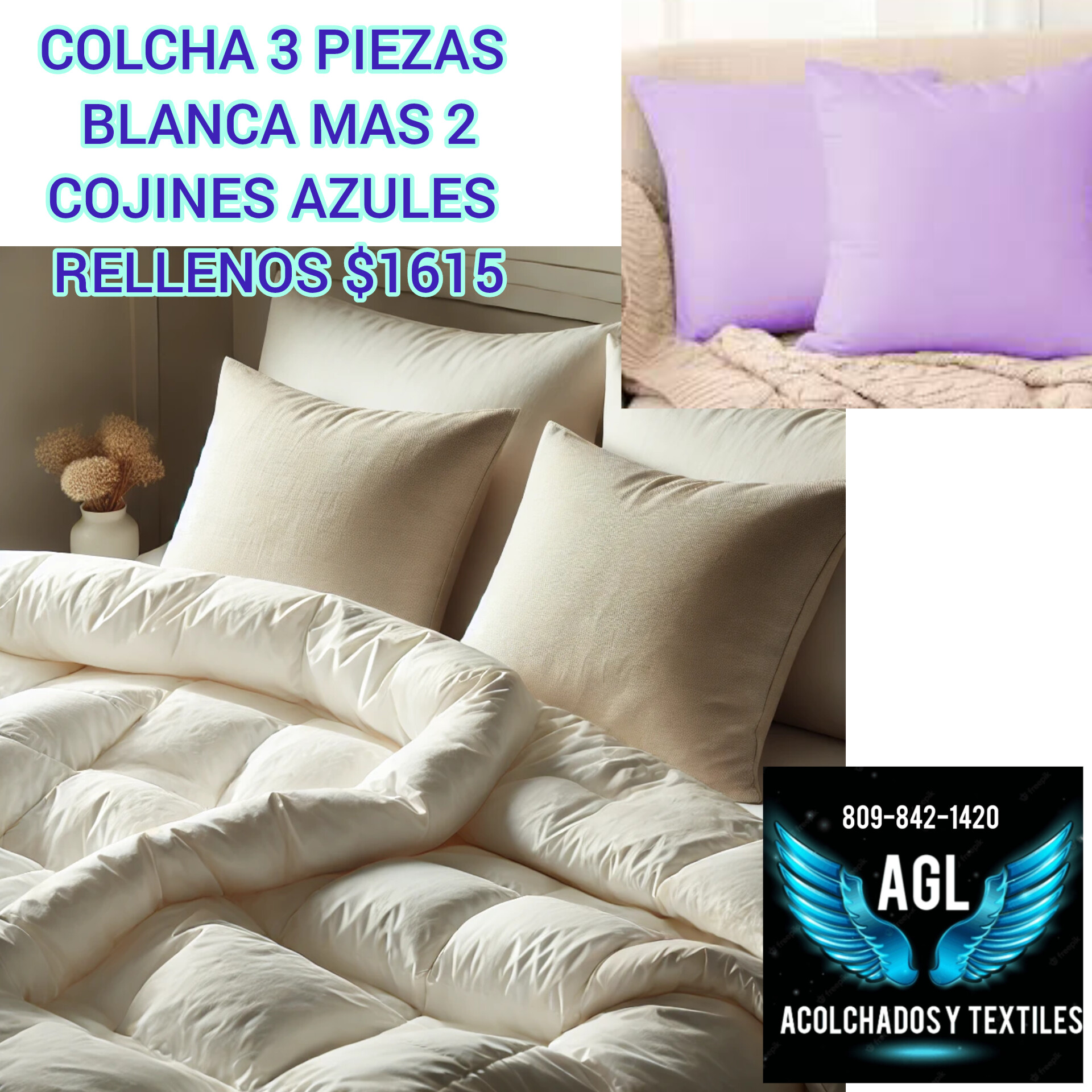Colchas blancas con cojines en Santo Domingo Este Foto 7270620-4.jpg