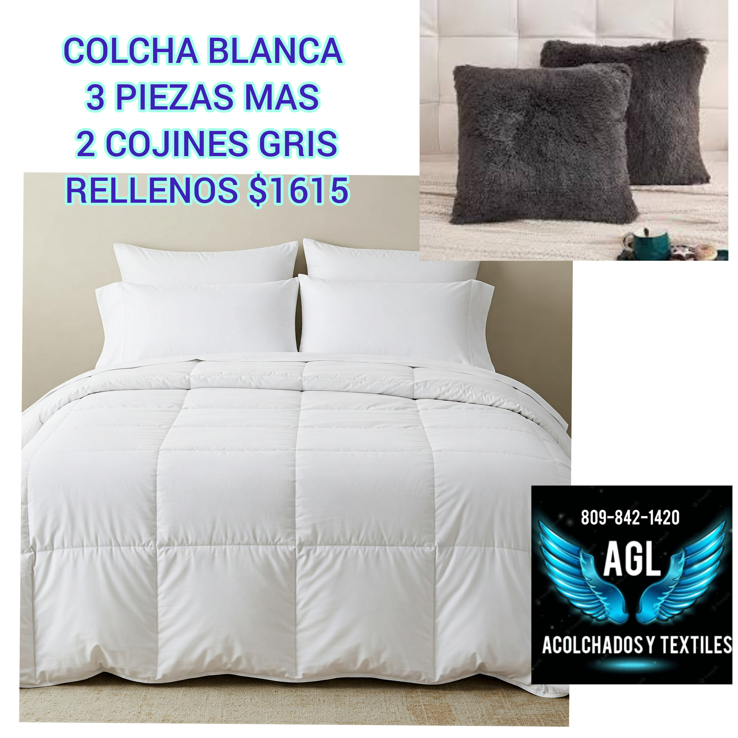Colchas blancas con cojines en Santo Domingo Este Foto 7270620-8.jpg