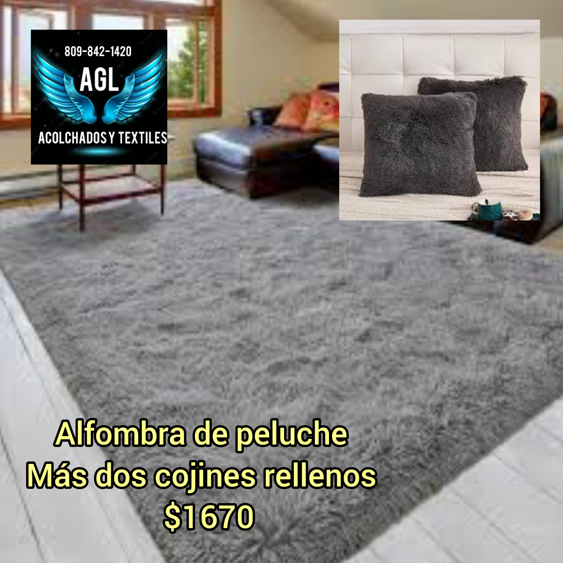 ALFOMBRA DE PELUCHE 220 CM MÁS DOS COJINES RELLENOS  Foto 7270623-2.jpg