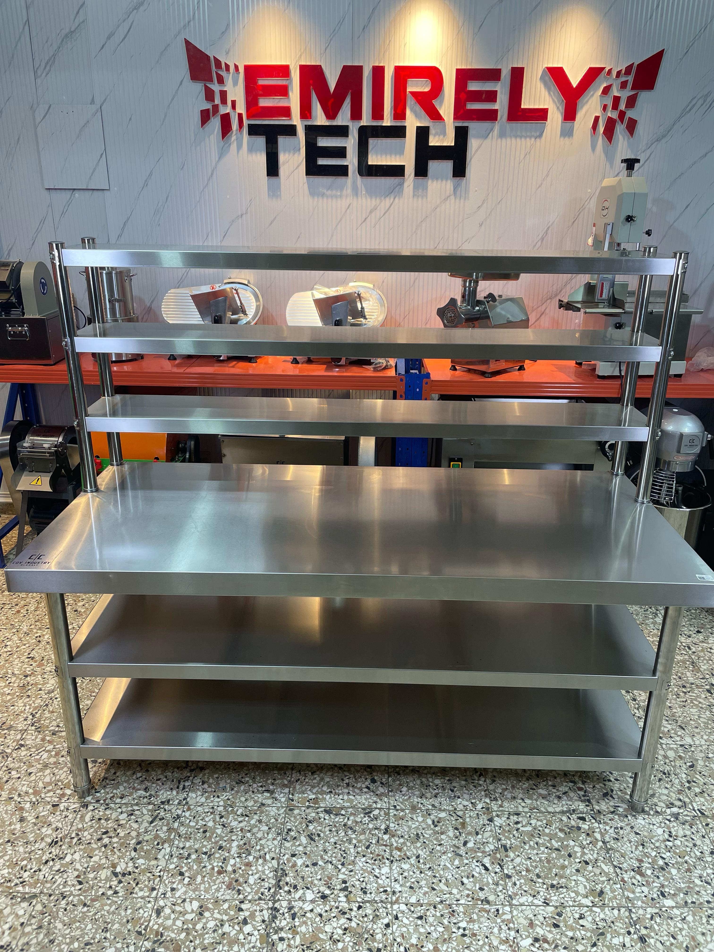 Mesa de trabajo de 3 niveles acero inoxidable para cocina comercial Foto 7270841-4.jpg