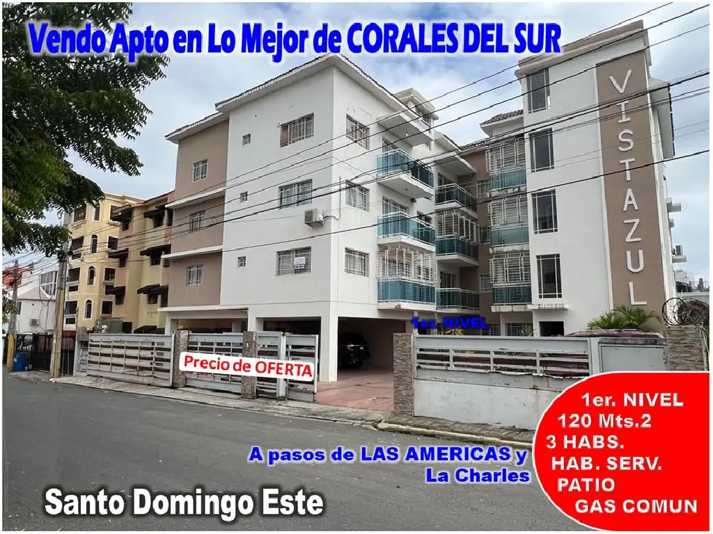 Vendo Apto en lo Mejor de  CORALES DEL SUR 3 HABS. 1ER. NIVEL 120 Mts. Foto 7272748-1.jpg