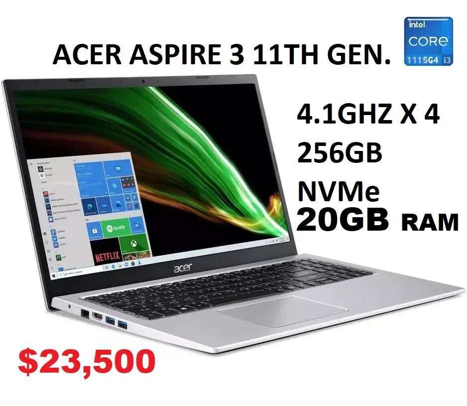LAPTOP ACER ASPIRE 3 15.6 I3 11VA 20GB DDR4 256GB NVMe 23500  Foto 7272948-1.jpg