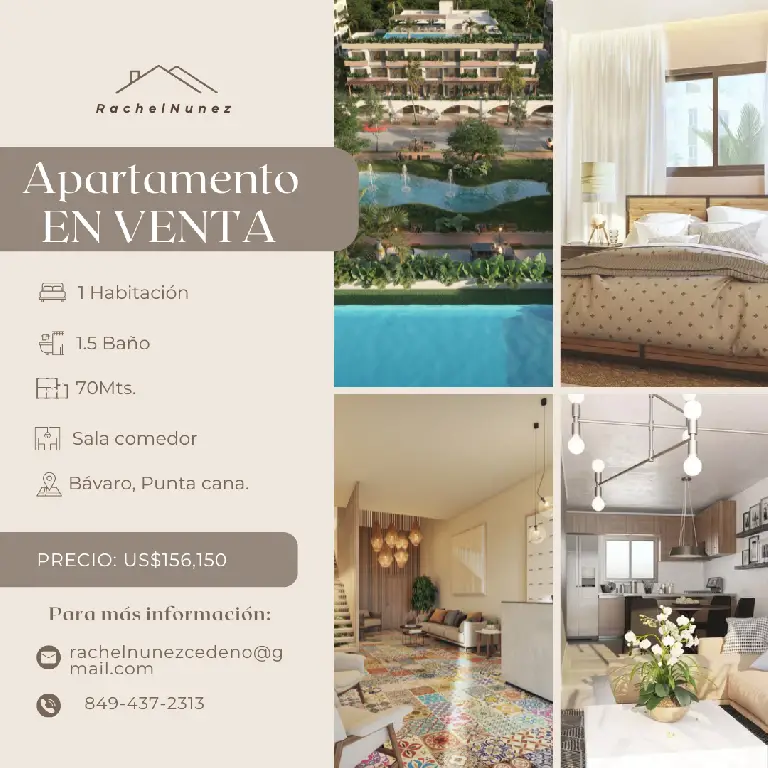 Apartamento de 2 Habitaciones en Venta en Bávaro Punta cana.  Foto 7273396-1.jpg