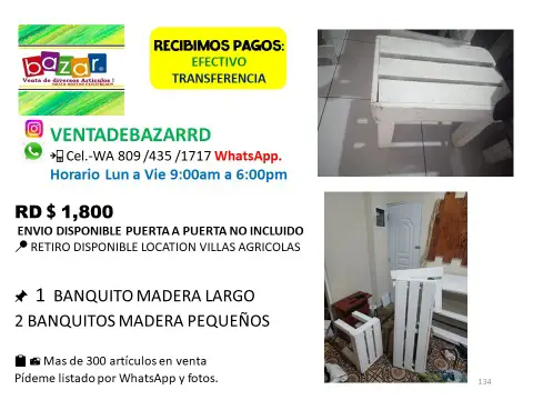 vendo varios bancos en madera ottoman en tela ver fotos y precios  ven Foto 7274014-5.jpg