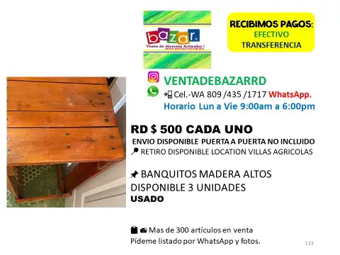 vendo varios bancos en madera ottoman en tela ver fotos y precios  ven Foto 7274014-6.jpg