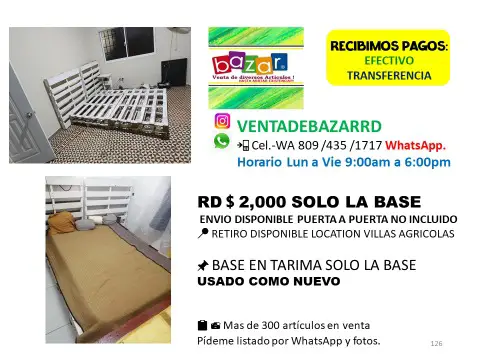 Vendo base en tarima para una cama solo la base Foto 7274017-3.jpg