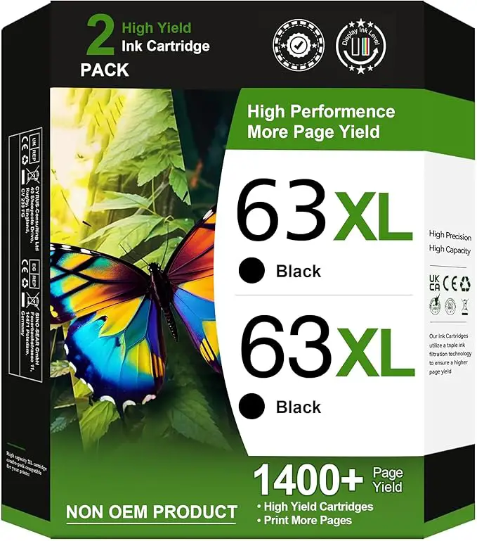Cartucho de Tinta Negra 63XL Compatible para HP – Pack de 2 Unidades Foto 7275063-1.jpg