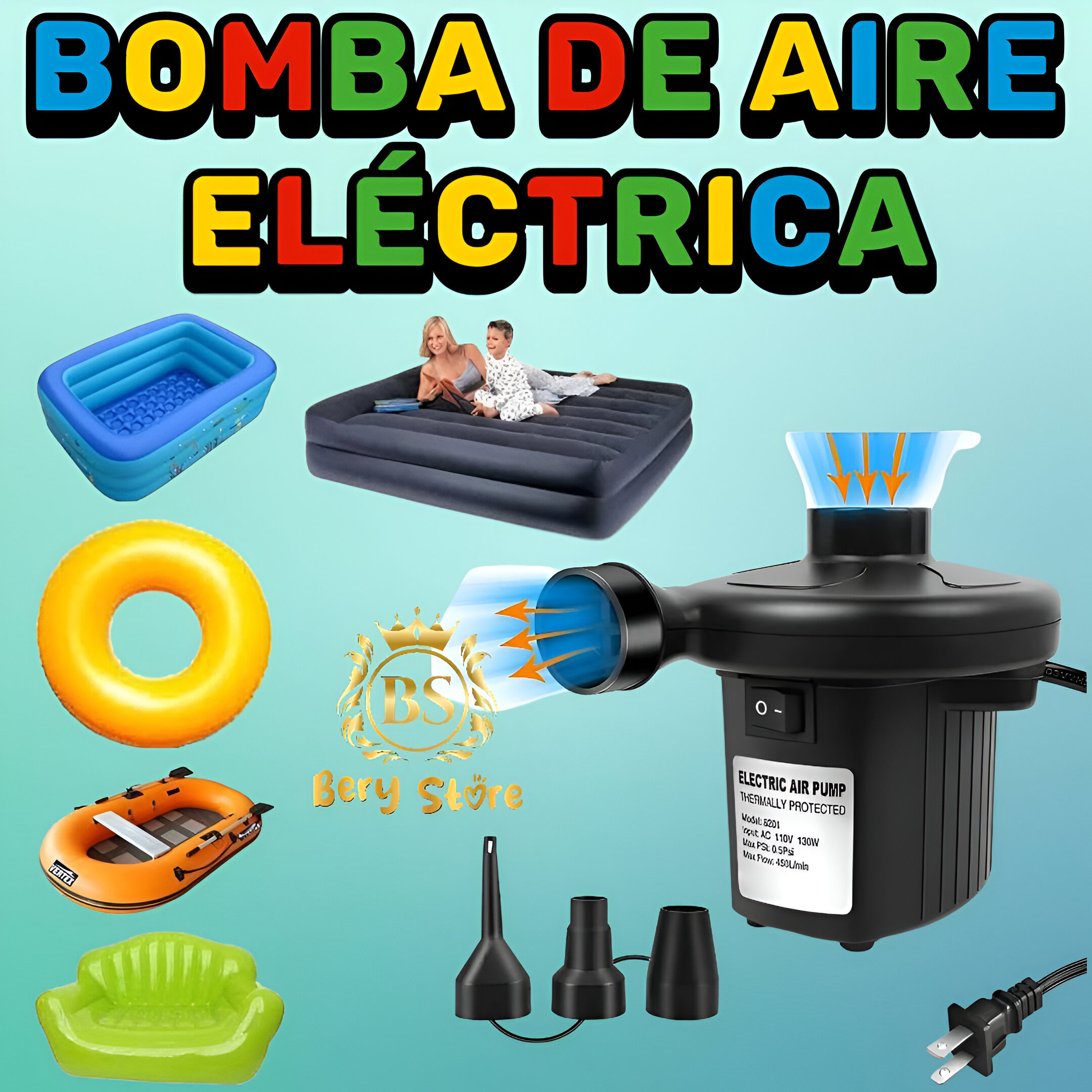 BOMBA DE AIRE ELECTRICA PARA COLCHON INFLABLE  BOMBA DE AIRE ELECTRICA Foto 7278347-2.jpg