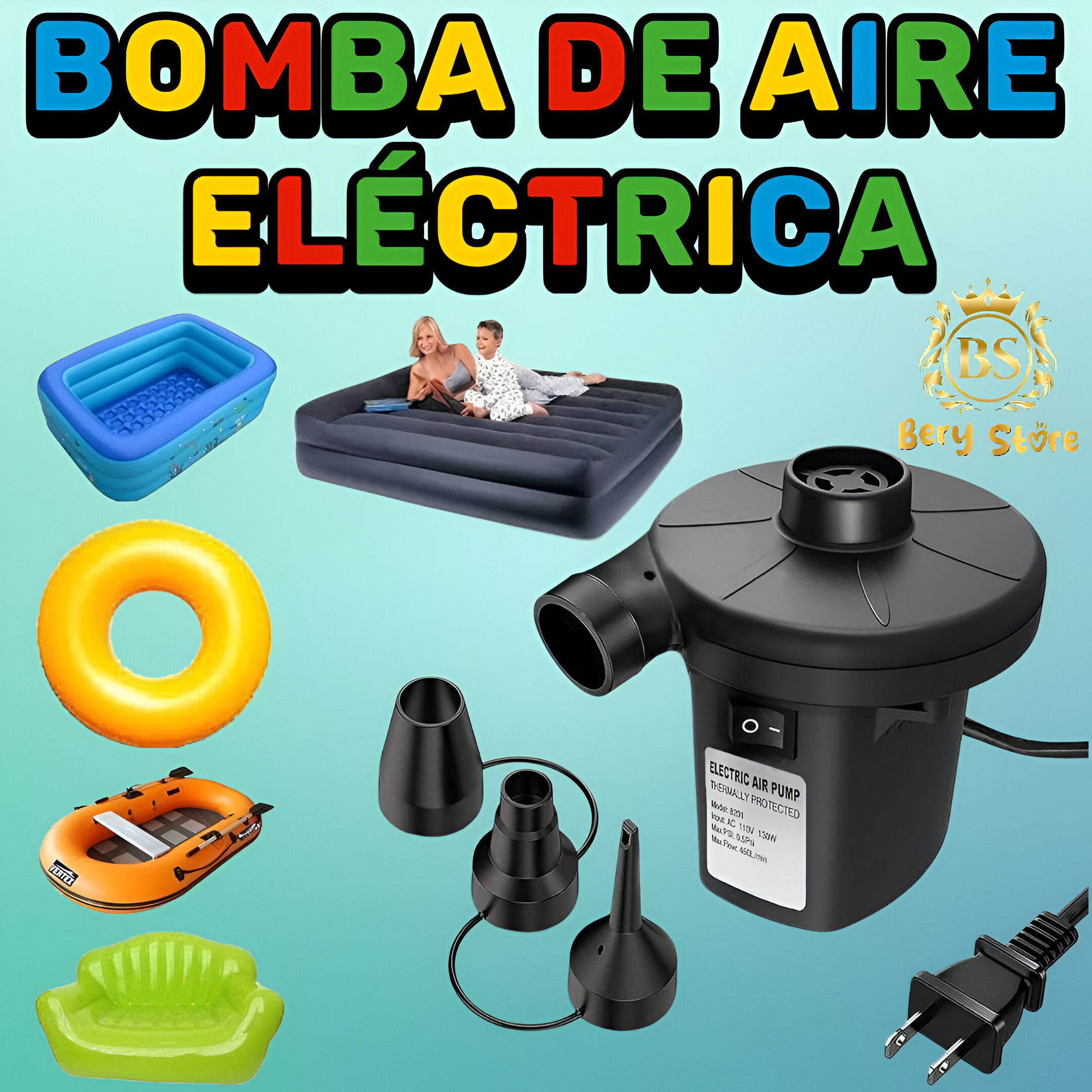 BOMBA DE AIRE ELECTRICA PARA COLCHON INFLABLE  BOMBA DE AIRE ELECTRICA Foto 7278347-3.jpg