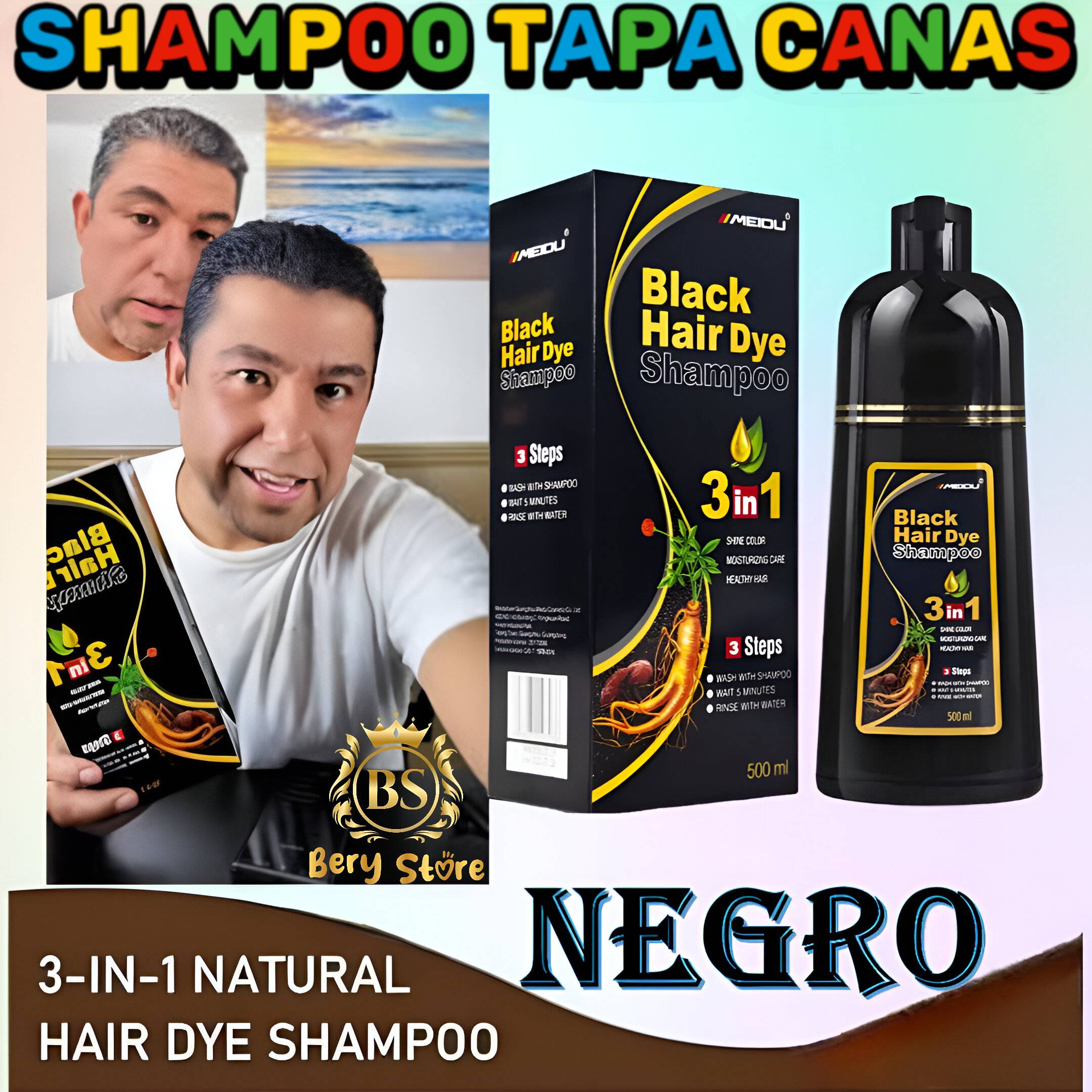 SHAMPOO CUBRE CANAS NEGRO  SHAMPOO TAPA CANAS  SHAMPOO TINTE  CHAMPU  Foto 7279170-4.jpg
