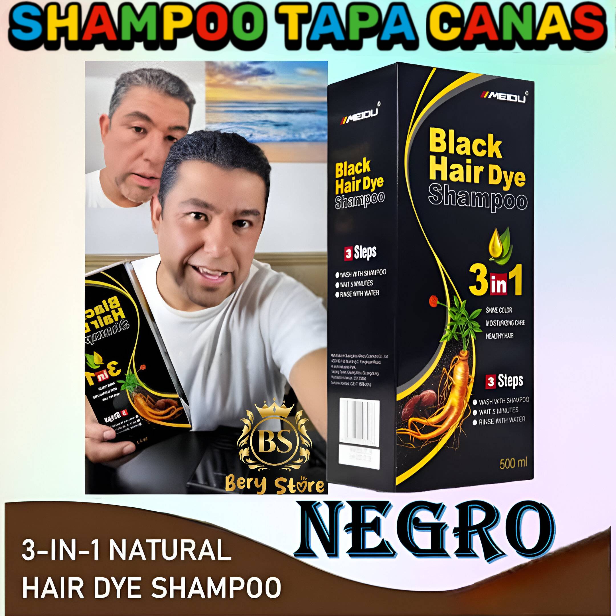 SHAMPOO CUBRE CANAS NEGRO  SHAMPOO TAPA CANAS  SHAMPOO TINTE  CHAMPU  Foto 7279170-5.jpg