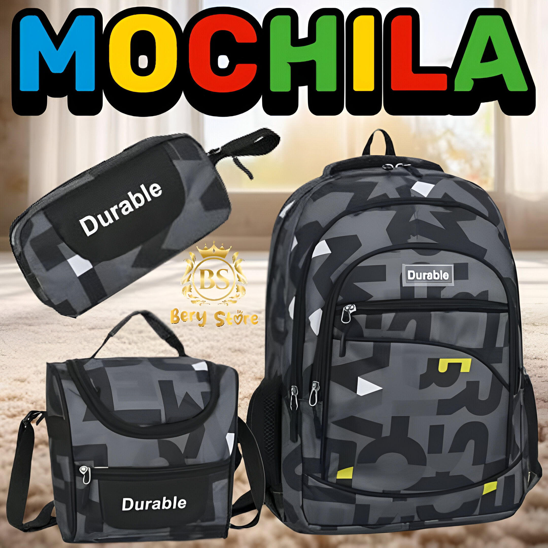 MOCHILAS DURABLE CON LONCHERA Y PORTA LAPIZ / MOCHILA ESCOLARES / MOC Foto 7279281-4.jpg
