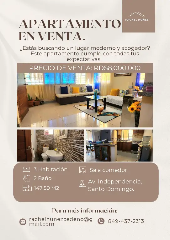 Apartamento de 3 Habitaciones en Venta cerca de la Av. Independencia. Foto 7280769-1.jpg