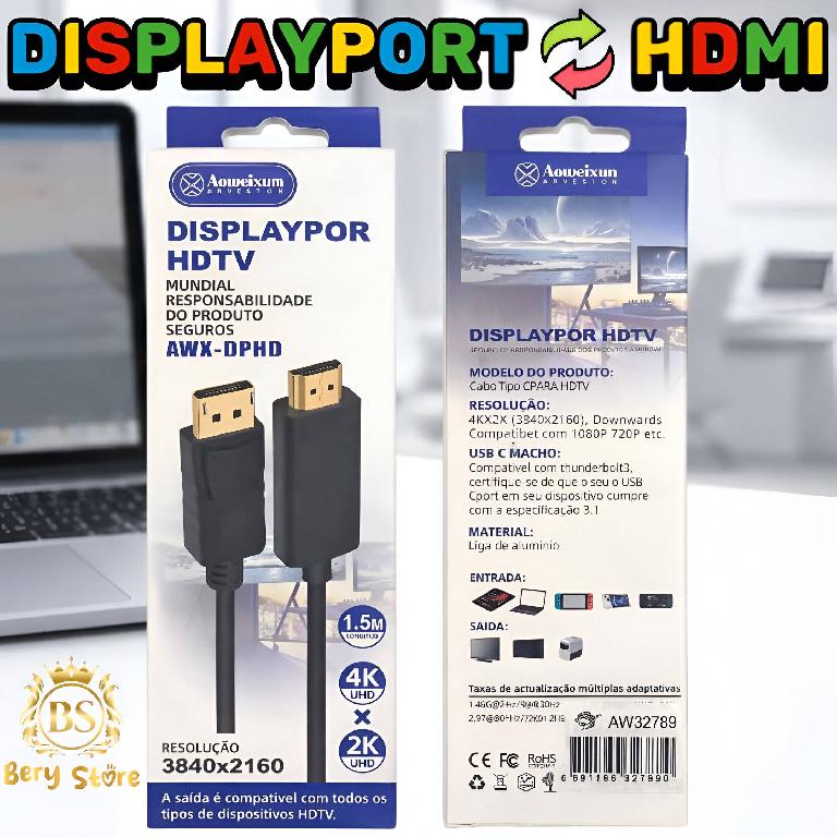 CABLE DISPLAYPORT A HDMI - 4K UHD - 1.5 METROS  DISPLAYPORT  Foto 7305141-1.jpg