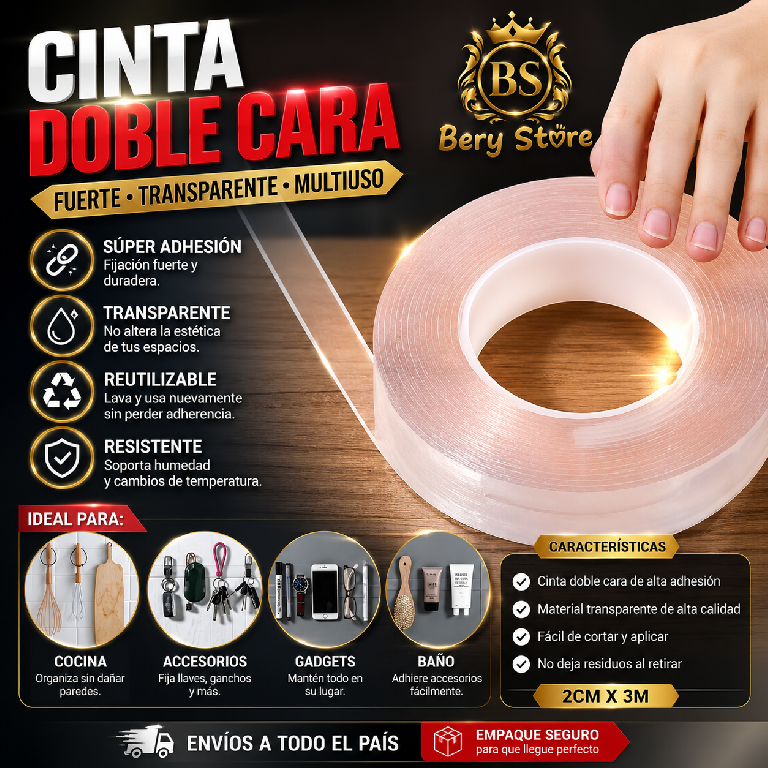 CINTA DOBLE CARA TRANSPARENTE ADHESIVA PREMIUM  CINTA ADHESIVA DOBLE C Foto 7313578-2.jpg