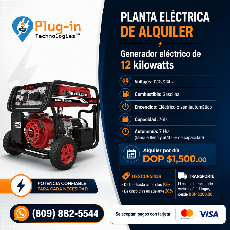 Alquiler de plantas eléctricas de 12kw por 1500.00/dia Foto 7314068-1.jpg