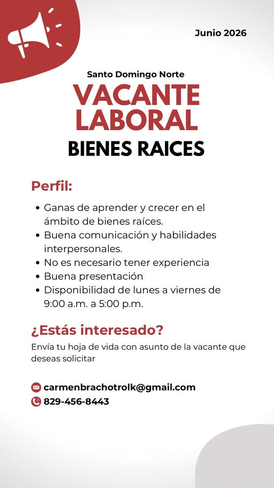 asesores inmobiliarios vacante para santo domingo norte Foto 7314486-1.jpg