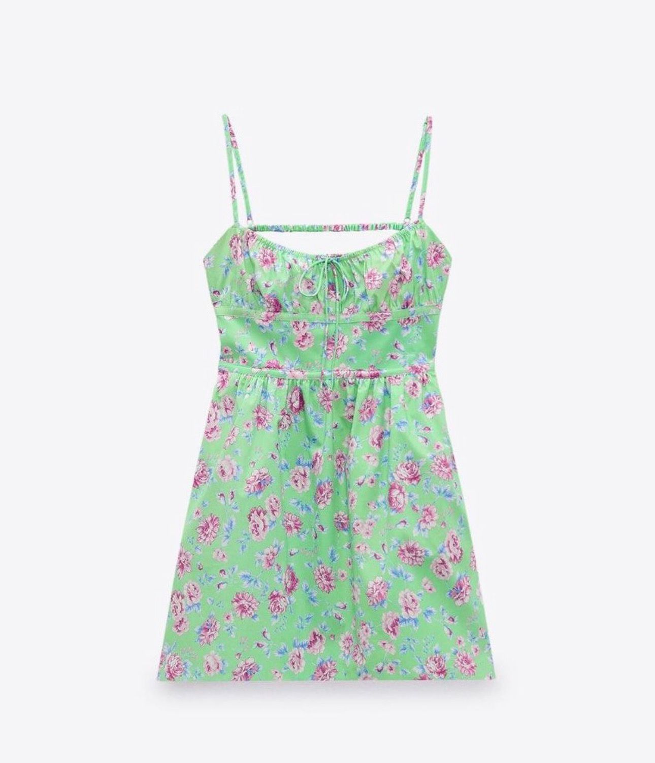HERMOSO VESTIDO DE VERANO VERDE FLORAL CORTO AJUSTABLE Foto 7314601-1.jpg