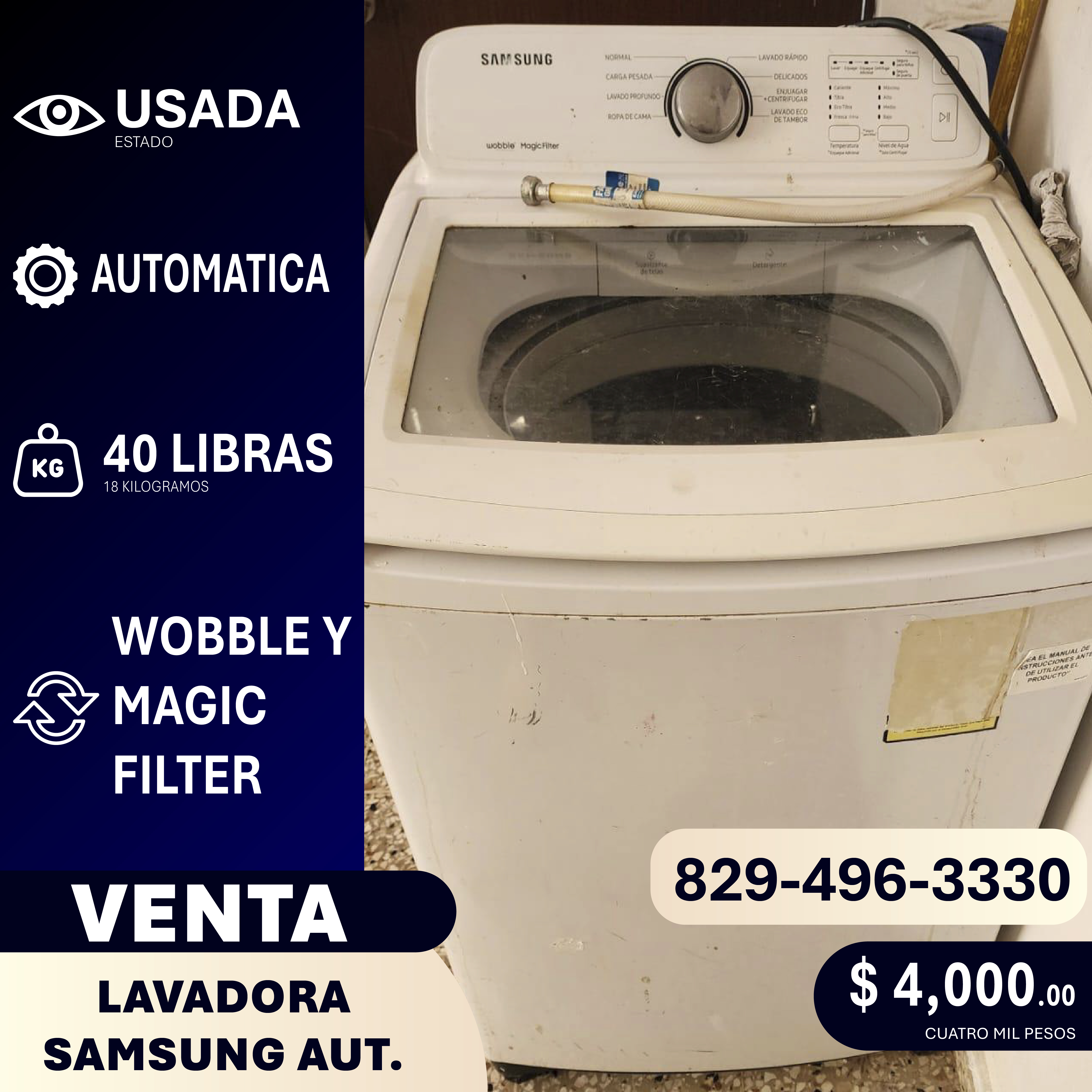 Lavadora Automatica Samsung 40 Libras 18 kg - Ideal para Reparación Foto 7314619-1.jpg