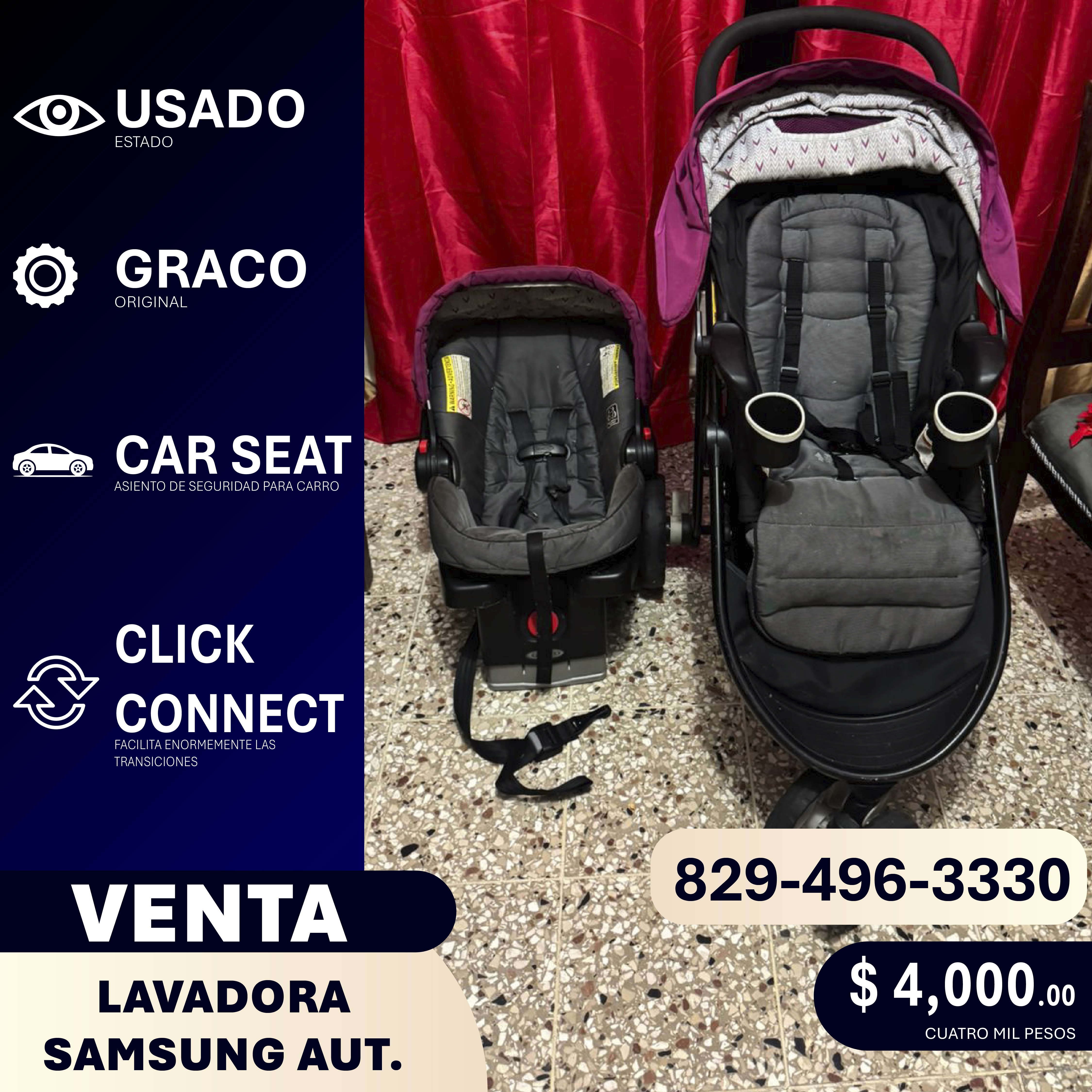 Sistema de Viaje Graco Coche  Car Seat USADO Foto 7314620-1.jpg