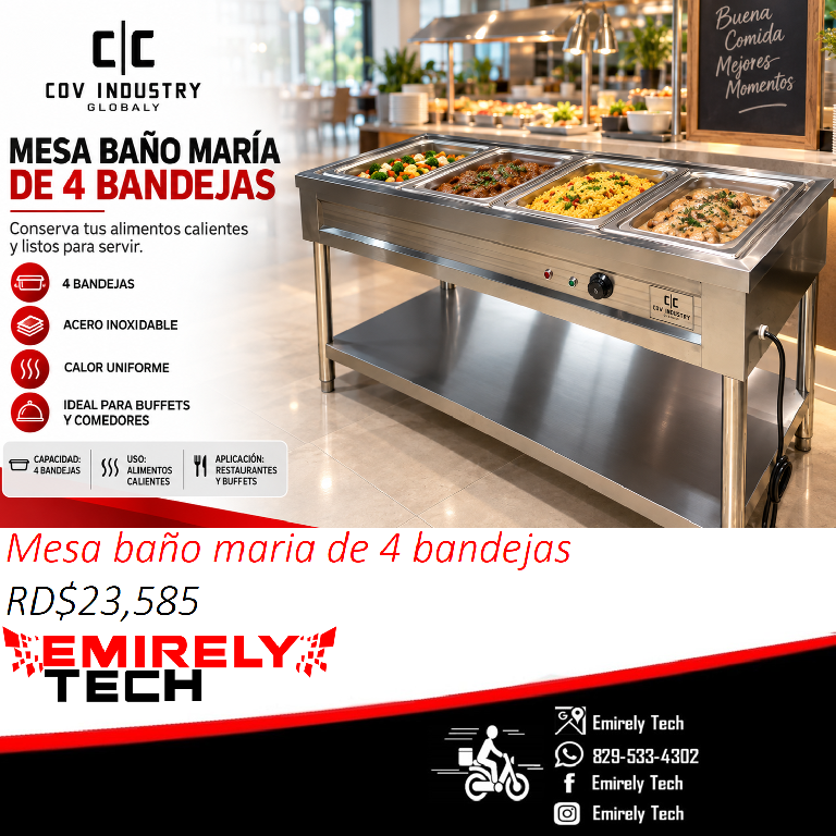 Mesa baño maria electrica de 4 bandejas exhibidora de alimentos calien Foto 7314654-11.jpg