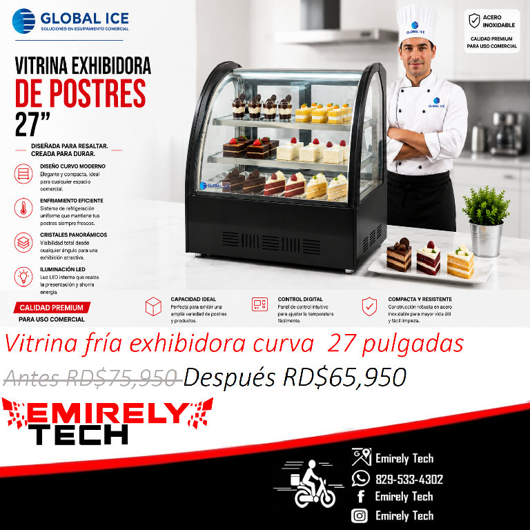 Vitrina exhibidora fria pequeña para postres alimentos frios de 27 pul Foto 7315046-12.jpg
