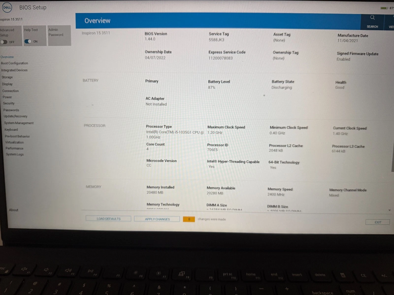 Laptop Dell Inspiron 15 3511 i5-1035G1 CPU 20GB RAM 256 SSD Windows 11 Foto 7316159-5.jpg