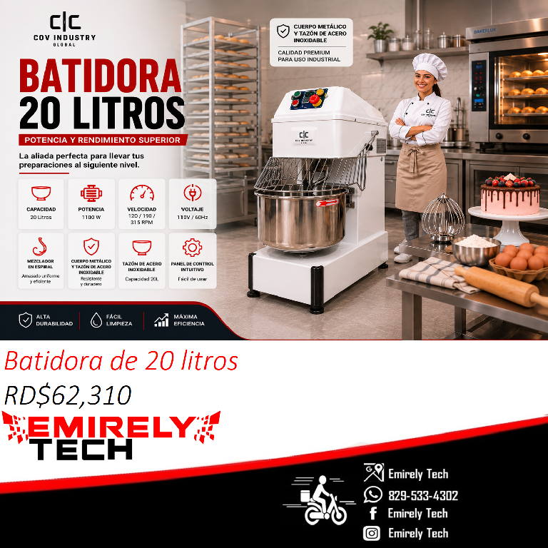 Batidora industrial de 20 litros para harina masa pizza bizcochos Foto 7316740-1.jpg