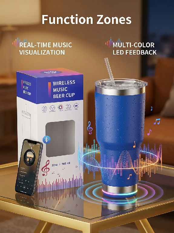 Vaso Térmico 2 en 1 con Bocina Bluetooth QY-01 Foto 7317638-1.jpg