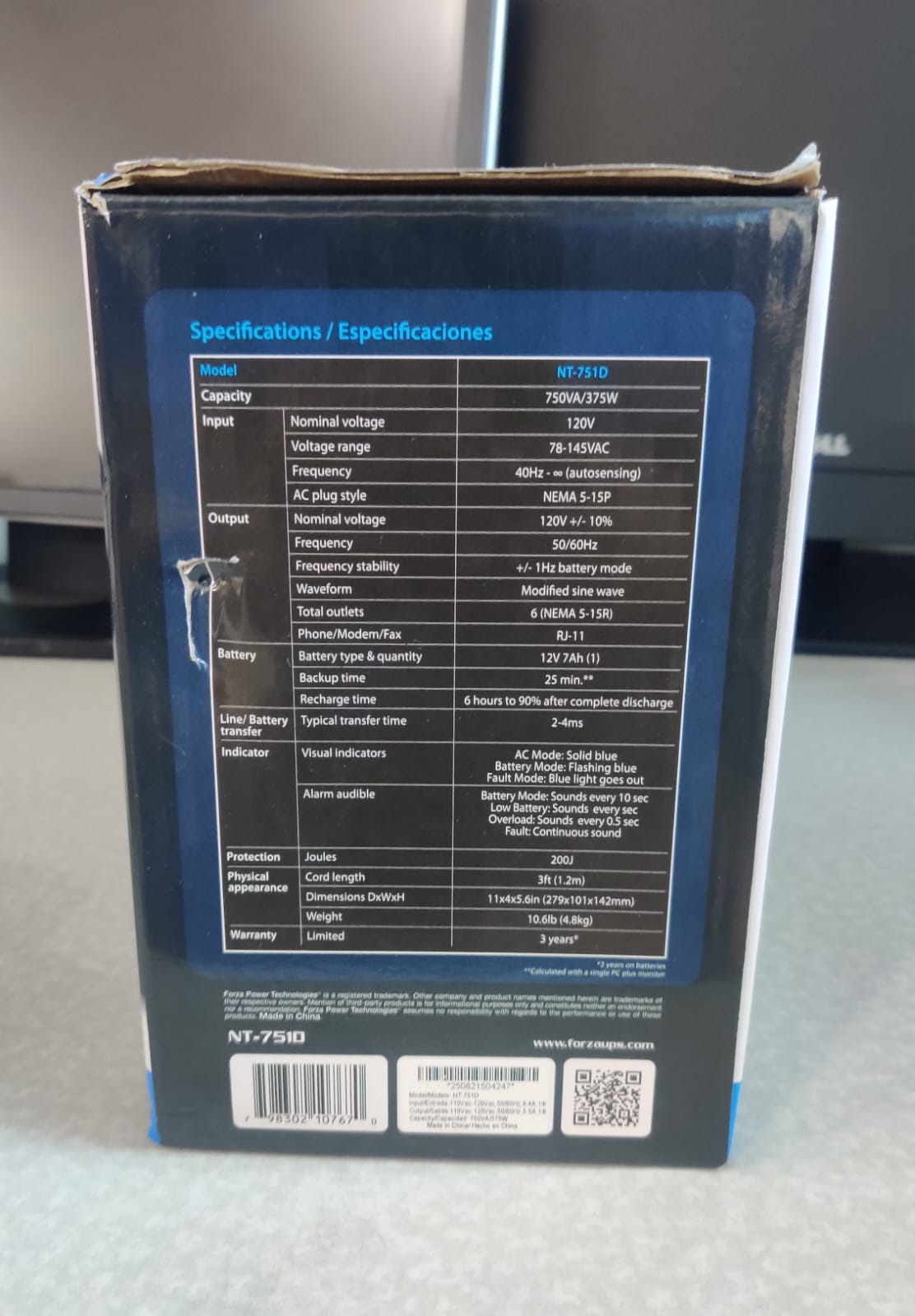 UPS FORZA 750VA 375WATTS Foto 7317939-5.jpg