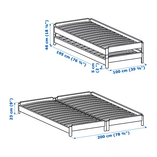 Cama apilable Twin C/ 1 colchón pino macizo Foto 7318130-6.jpg