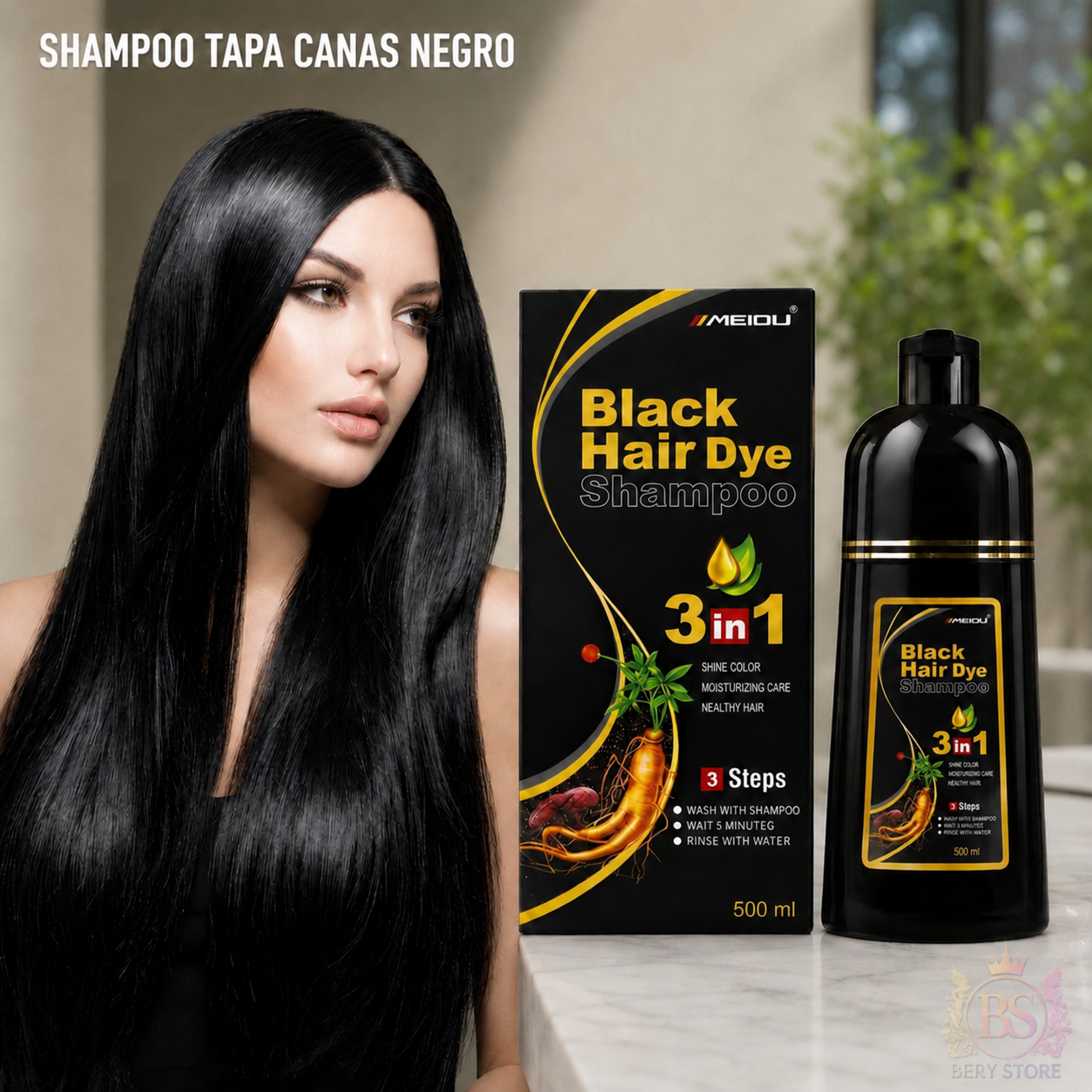 Shampoo Cubre Canas 3 en 1 Negro  Shampoo Tinte Cubre Canas 3 en 1 de  Foto 7319407-5.jpg