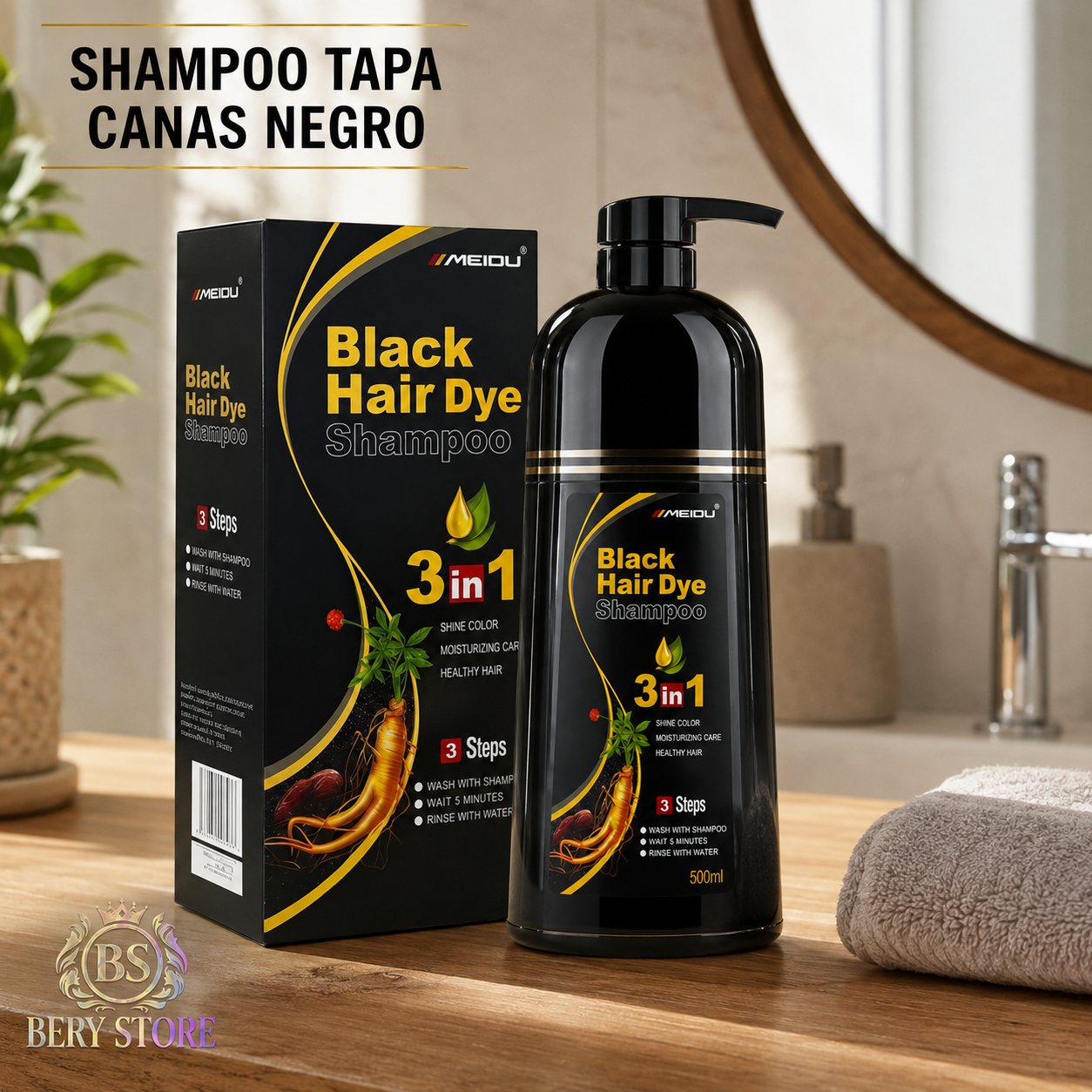 Shampoo Cubre Canas 3 en 1 Negro  Shampoo Tinte Cubre Canas 3 en 1 de  Foto 7319407-6.jpg