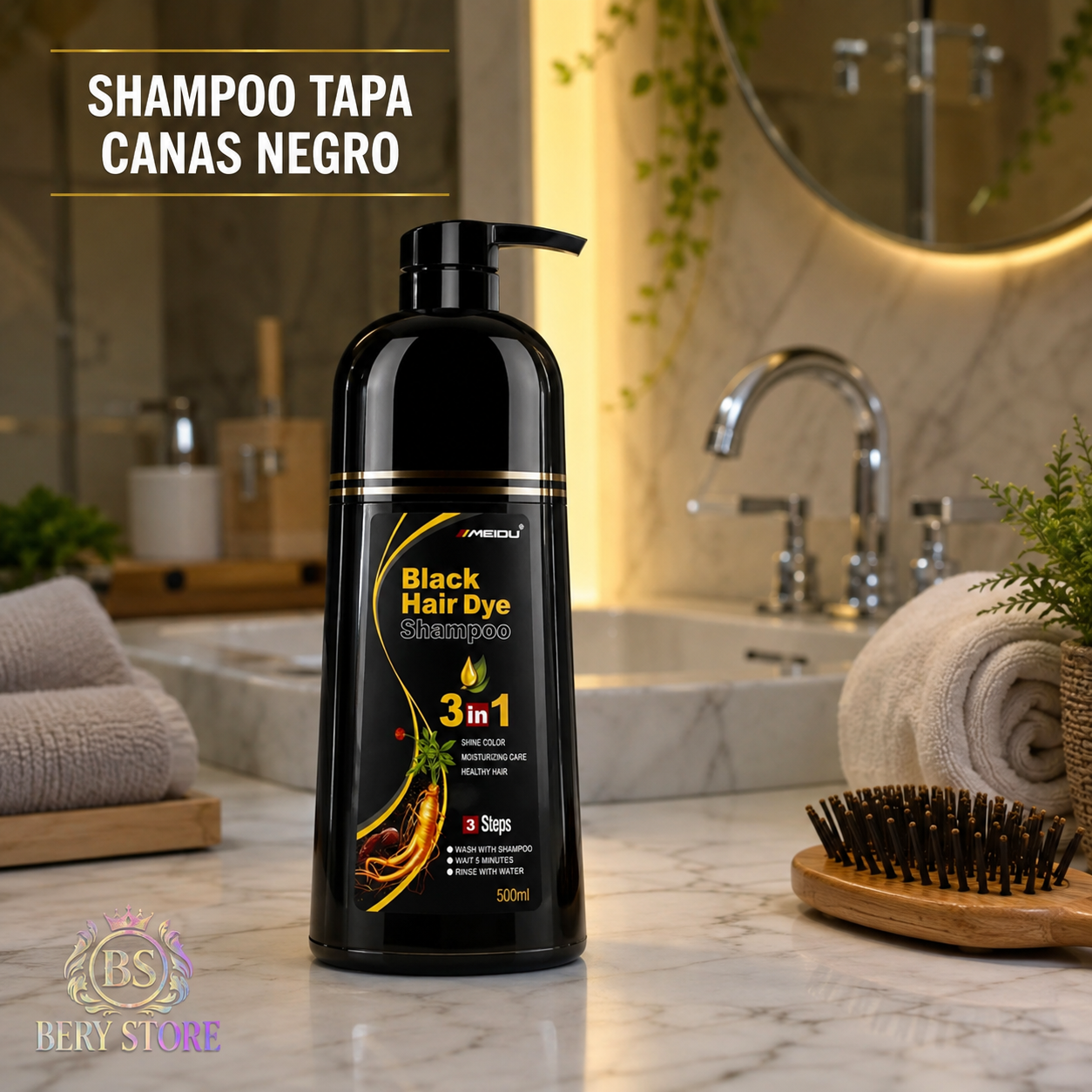 Shampoo Cubre Canas 3 en 1 Negro  Shampoo Tinte Cubre Canas 3 en 1 de  Foto 7319407-8.jpg