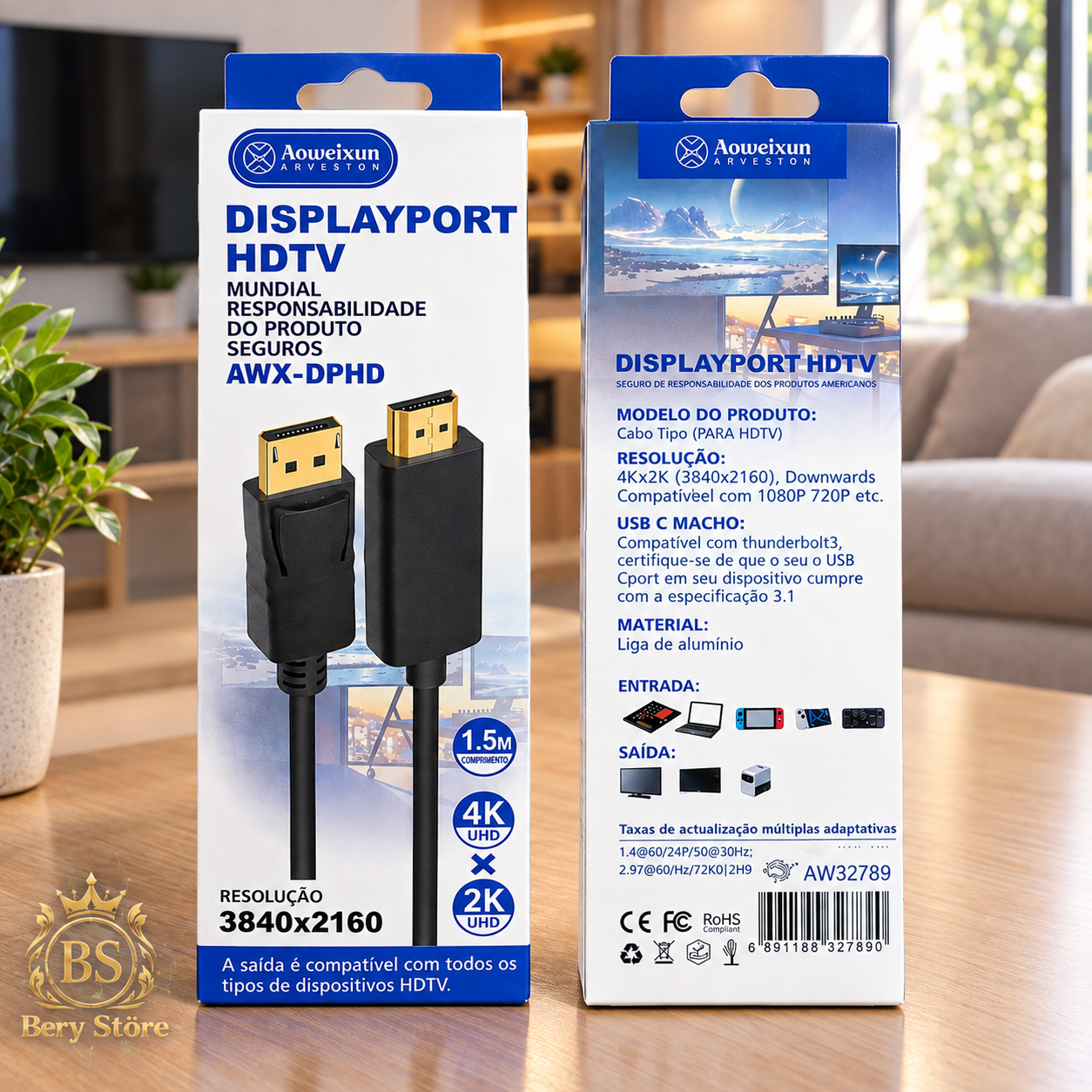 Cable DisplayPort a HDMI de 1.5 M. para conectar PC Consolas TV Protec Foto 7321277-4.jpg