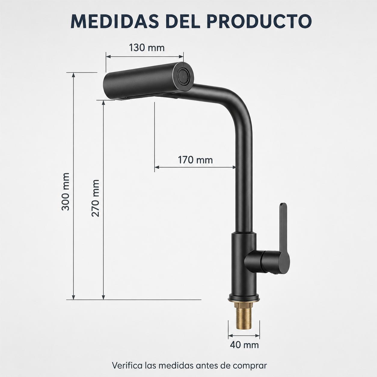 Llave para fregadero con cuello alto acabado cromado oscuro y un solo  Foto 7321979-3.jpg