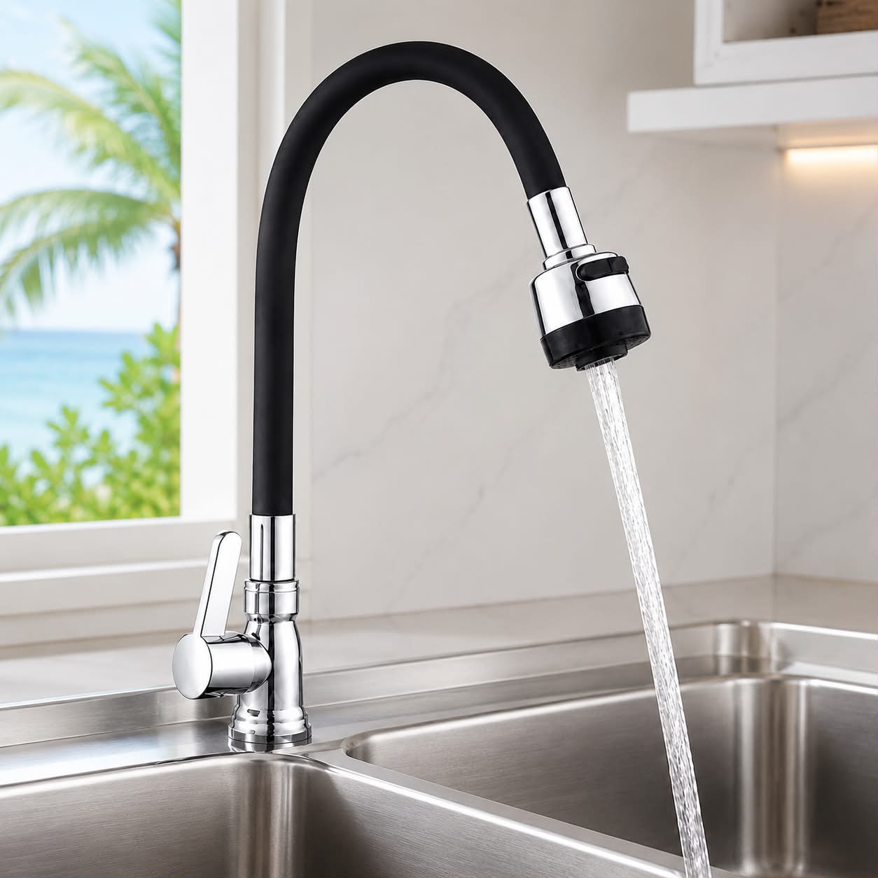 Llave Flexible para Fregadero Negra – 2 Modos de Agua Foto 7321981-7.jpg