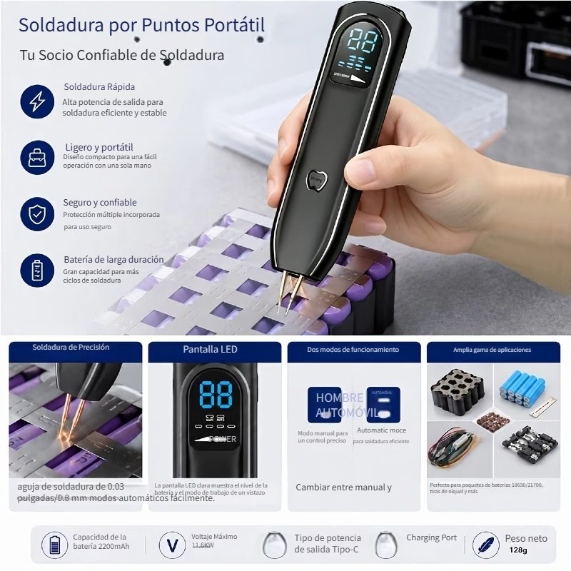 oldadora de Puntos Portátil LCD Recargable para Baterías 18650 Foto 7322001-3.jpg