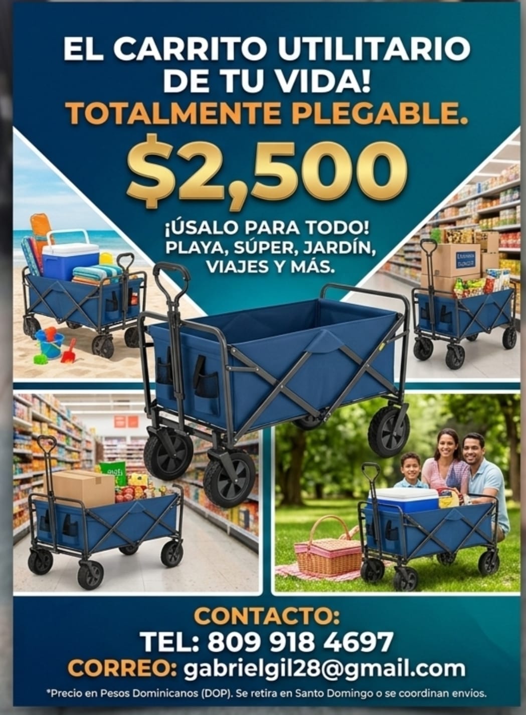 Carrito multiuso plegable ideal para compras playa jardín juguetes her Foto 7322545-1.jpg