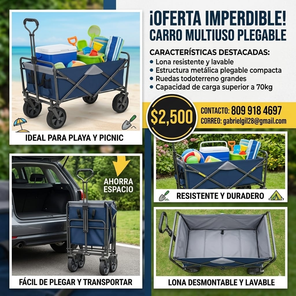 Carrito multiuso plegable ideal para compras playa jardín juguetes her Foto 7322545-4.jpg